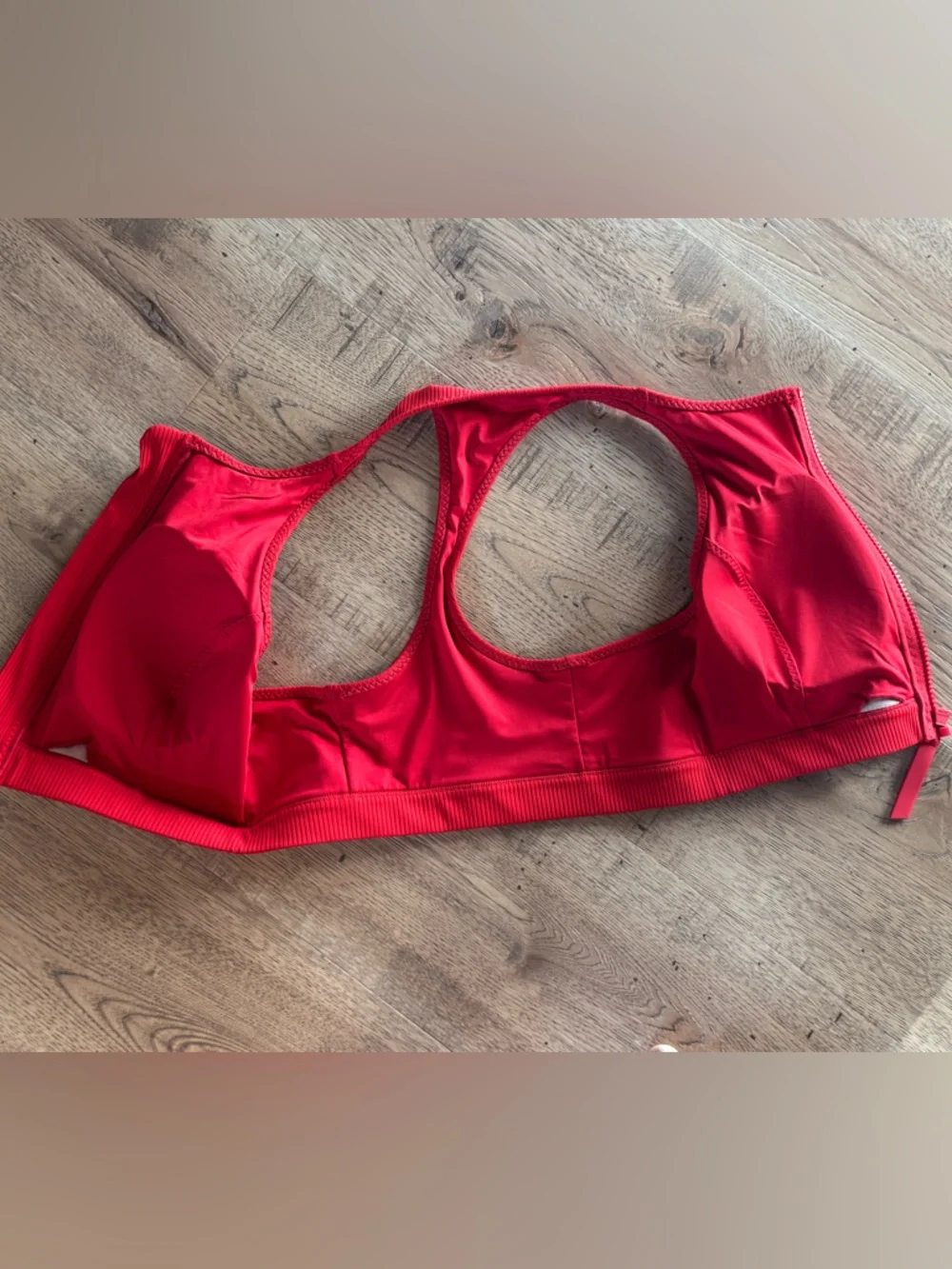 Fabletics Red Zip Front Ribbed Swim Top Racerback Small - Picture 8 of 9